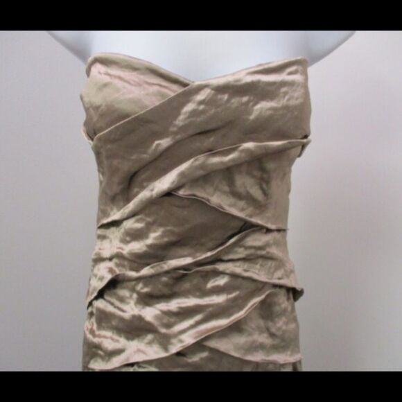 NWT Nicole Miller Crushed Taupe Strapless Gown - Elegant Elegance - Picture 4 of 10